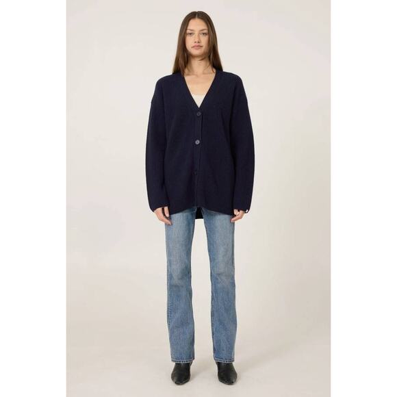 One Grey Day Pacific Cashmere Cardigan Sweater in Navy S - Picture 4 of 5